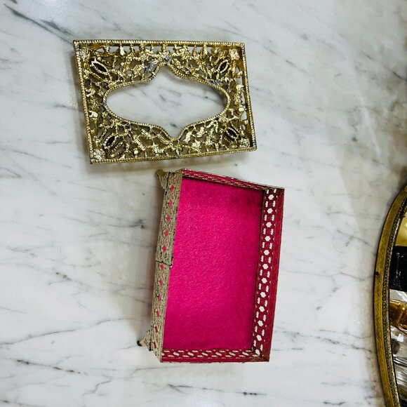VTG Hollywood Regency small tissue holder with jewels - Picture 15 of 17